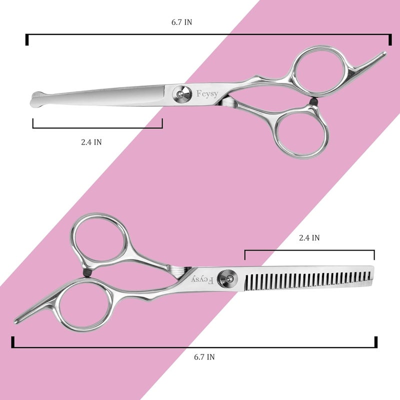 Fcysy Hair Cutting Scissors Thinning Shears Set for Kids, 6 in Children Safety Round Tip Haircut Shears Kit, Stainless Steel Hair Cutting Tools for Toddlers, Boys & Girls Home Use Grooming - Image 4